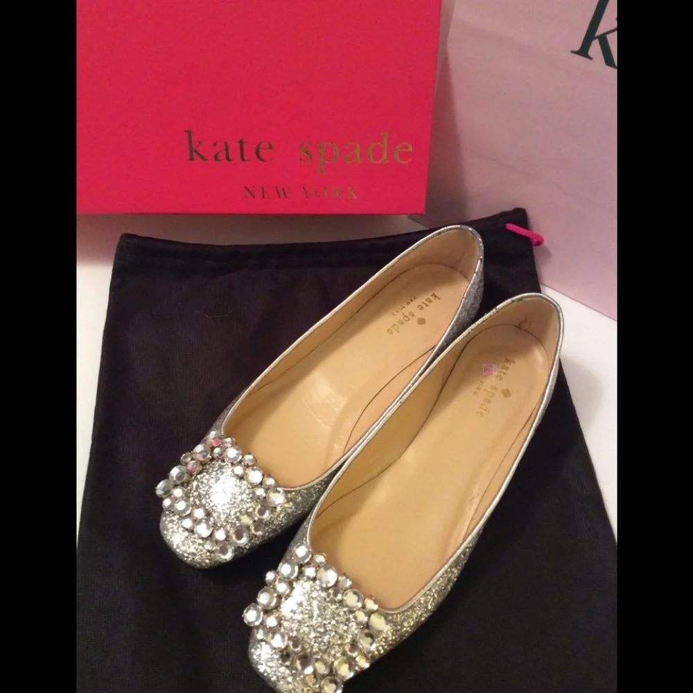 RARE Kate spade Norella Crystal buckle glitter flat